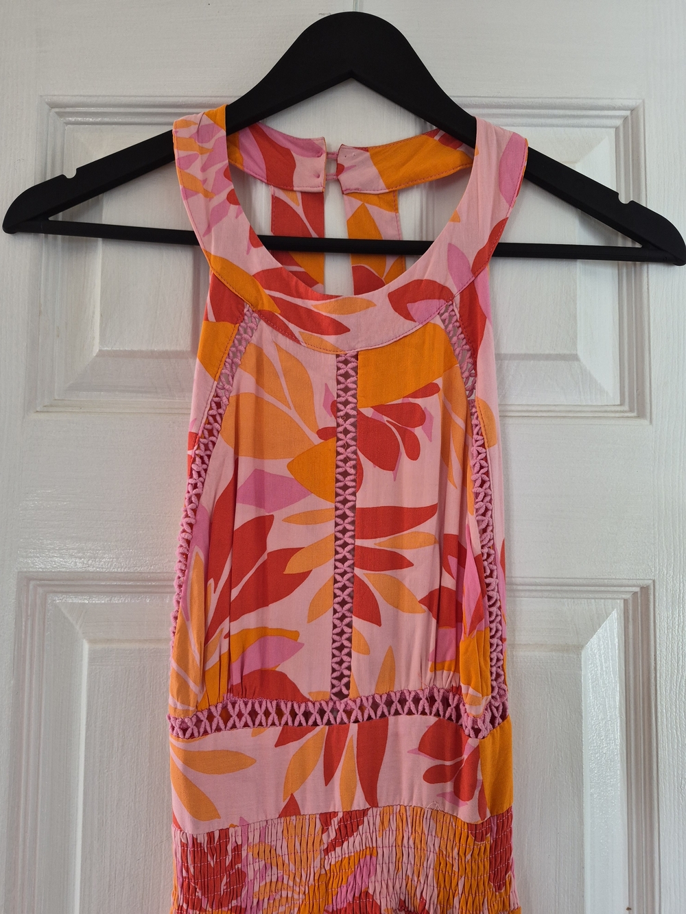 Abel The Label Maxi Dress Pink Orange Floral Cut Out Open Back Boho Sundress M - Picture 6 of 15